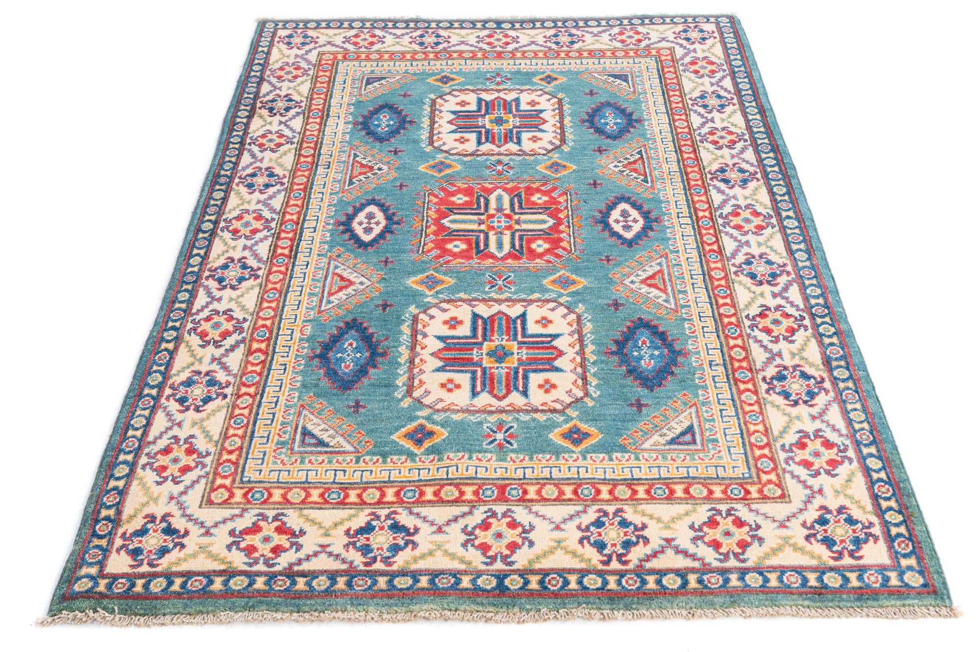 4' x 6' 1 Hand Knotted Kazak Rug