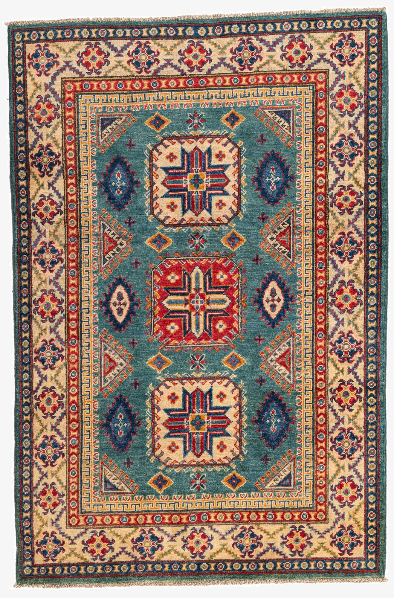 4' x 6' 1  Hand Knotted Kazak Rug