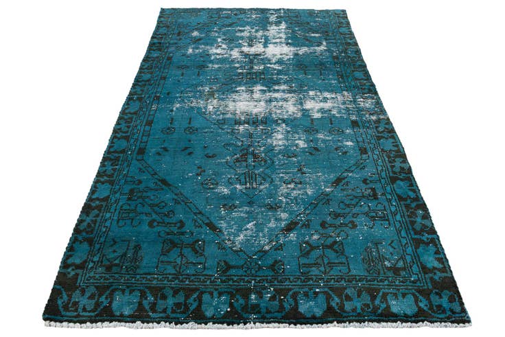 Detail image of 4' 1 x 7' Hand Knotted Ultra Vintage Persian Wool Rug