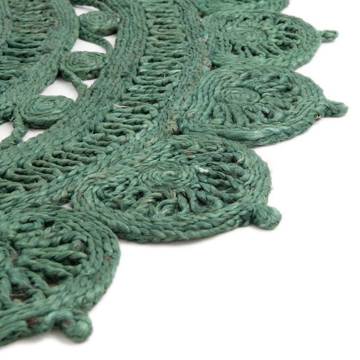 Detail image of Custom Hunter Green Braided Jute Round Rug