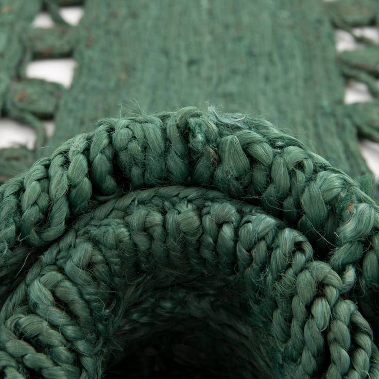 Detail image of Custom Hunter Green Braided Jute Round Rug