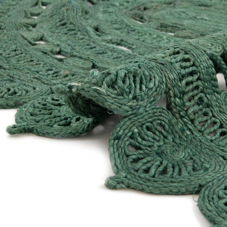 Detail image of Custom Hunter Green Braided Jute Round Rug