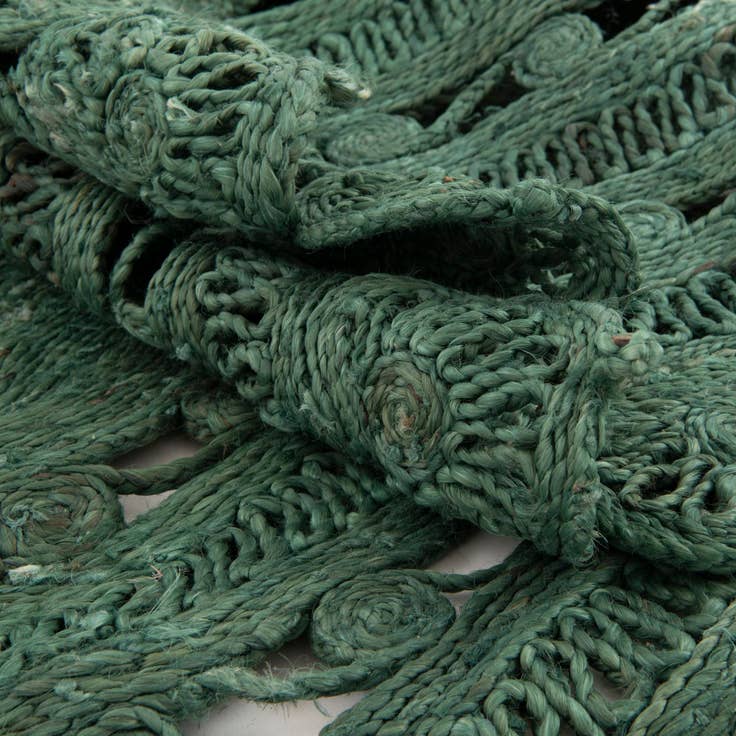 Detail image of Custom Hunter Green Braided Jute Round Rug