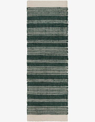 Hunter Green Hand Woven Lariat Runner Rug