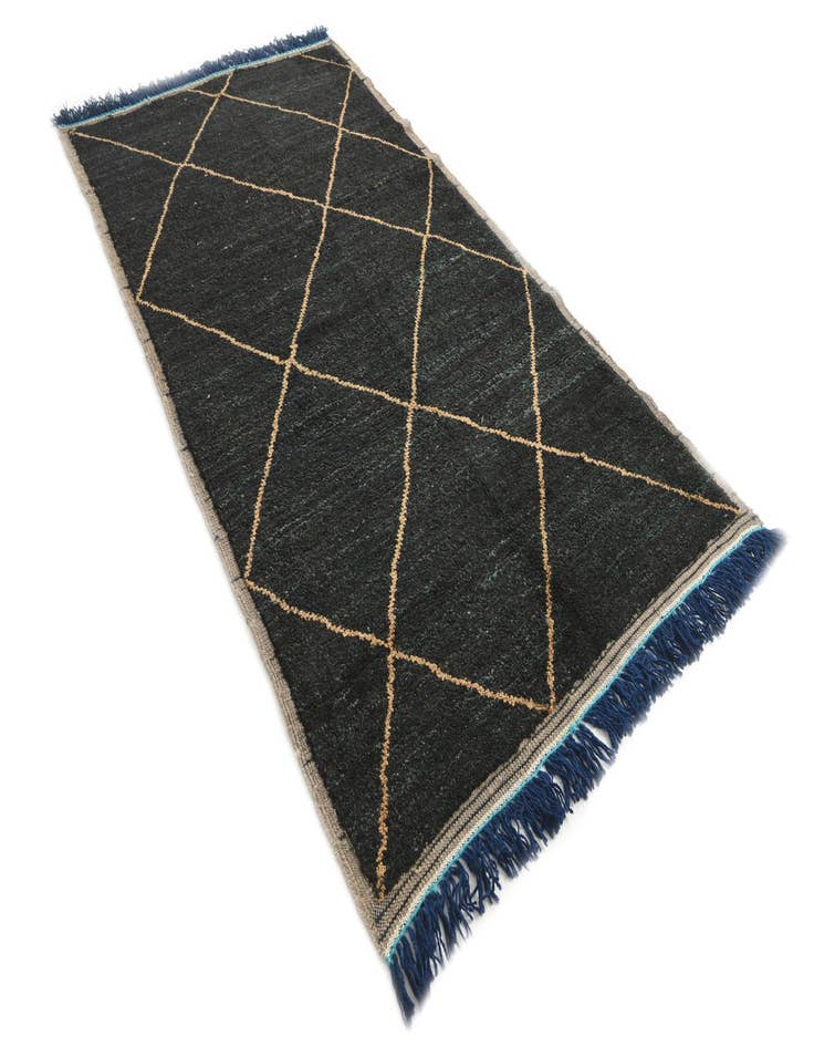 Detail image of 4' 10 x 9'  Hand Knotted Moroccan Wool Runner Rug