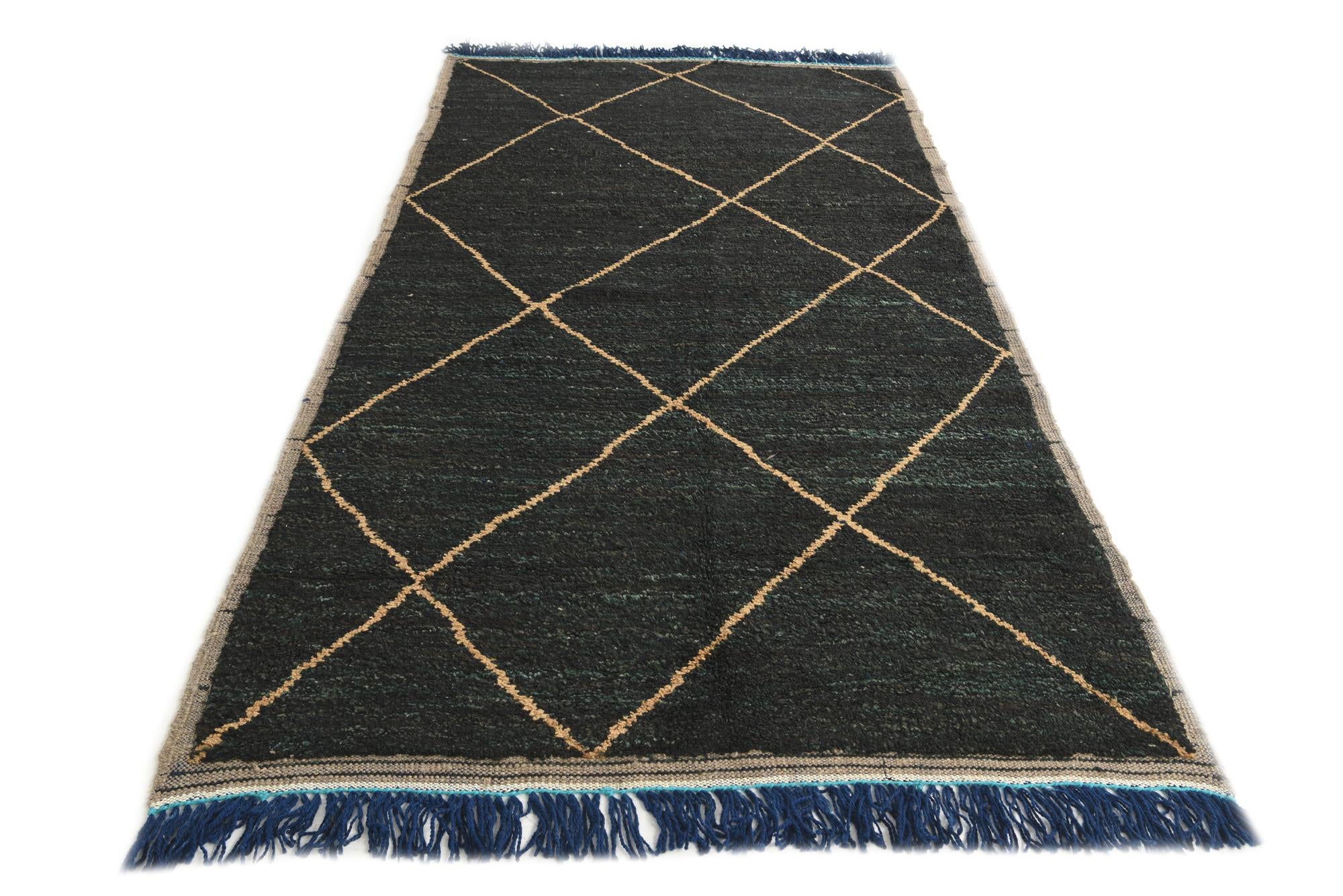4' 10 x 9' Hand Knotted Moroccan Wool Runner Rug