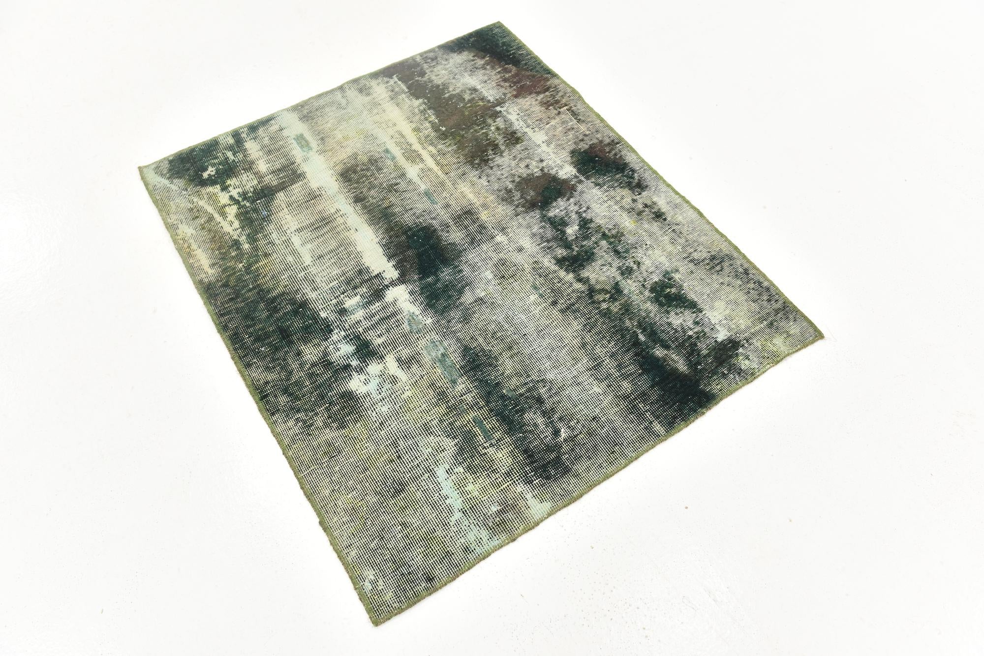 105cm x 115cm Hand Knotted Ultra Vintage Persian Wool Square Rug
