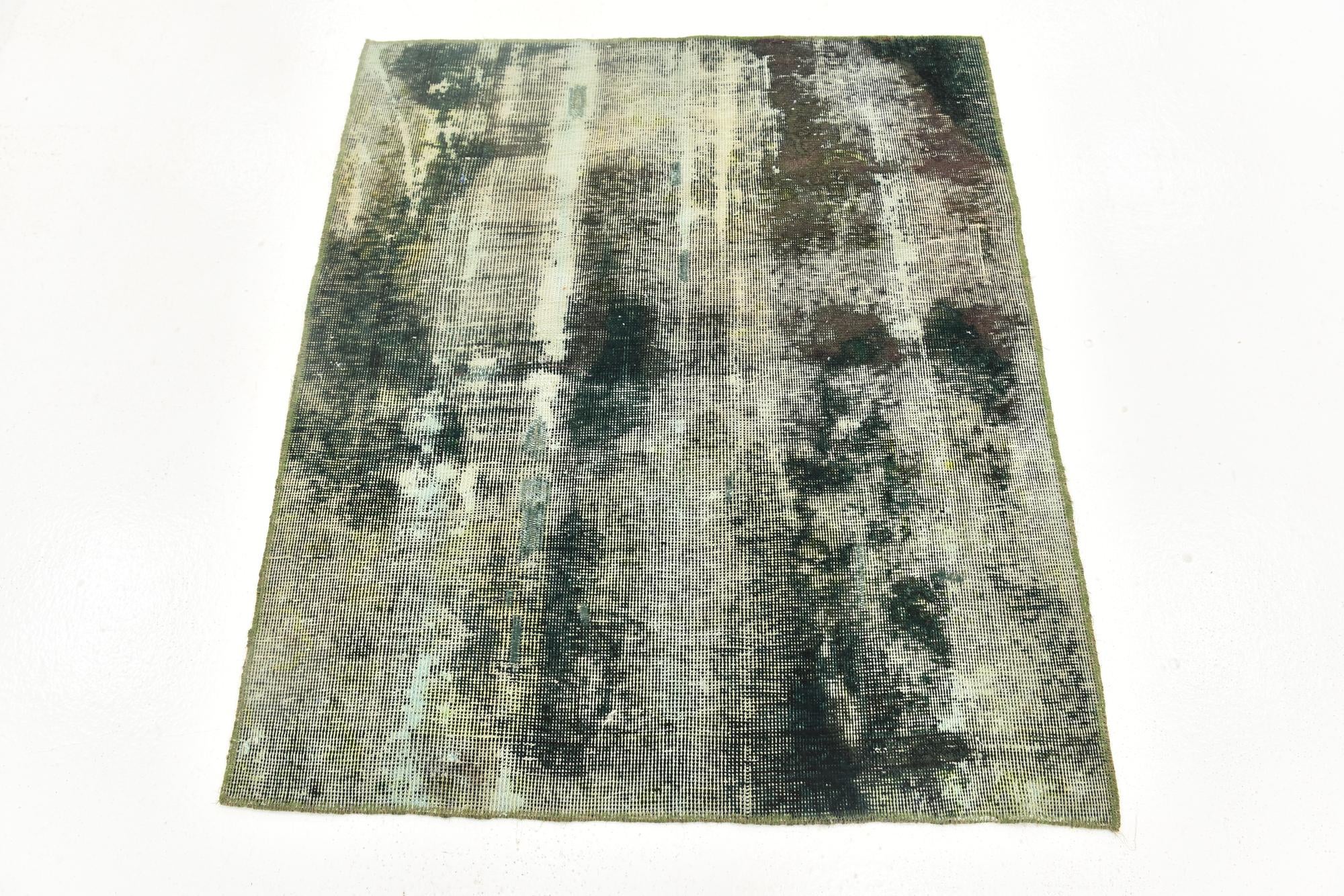 105cm x 115cm Hand Knotted Ultra Vintage Persian Wool Square Rug
