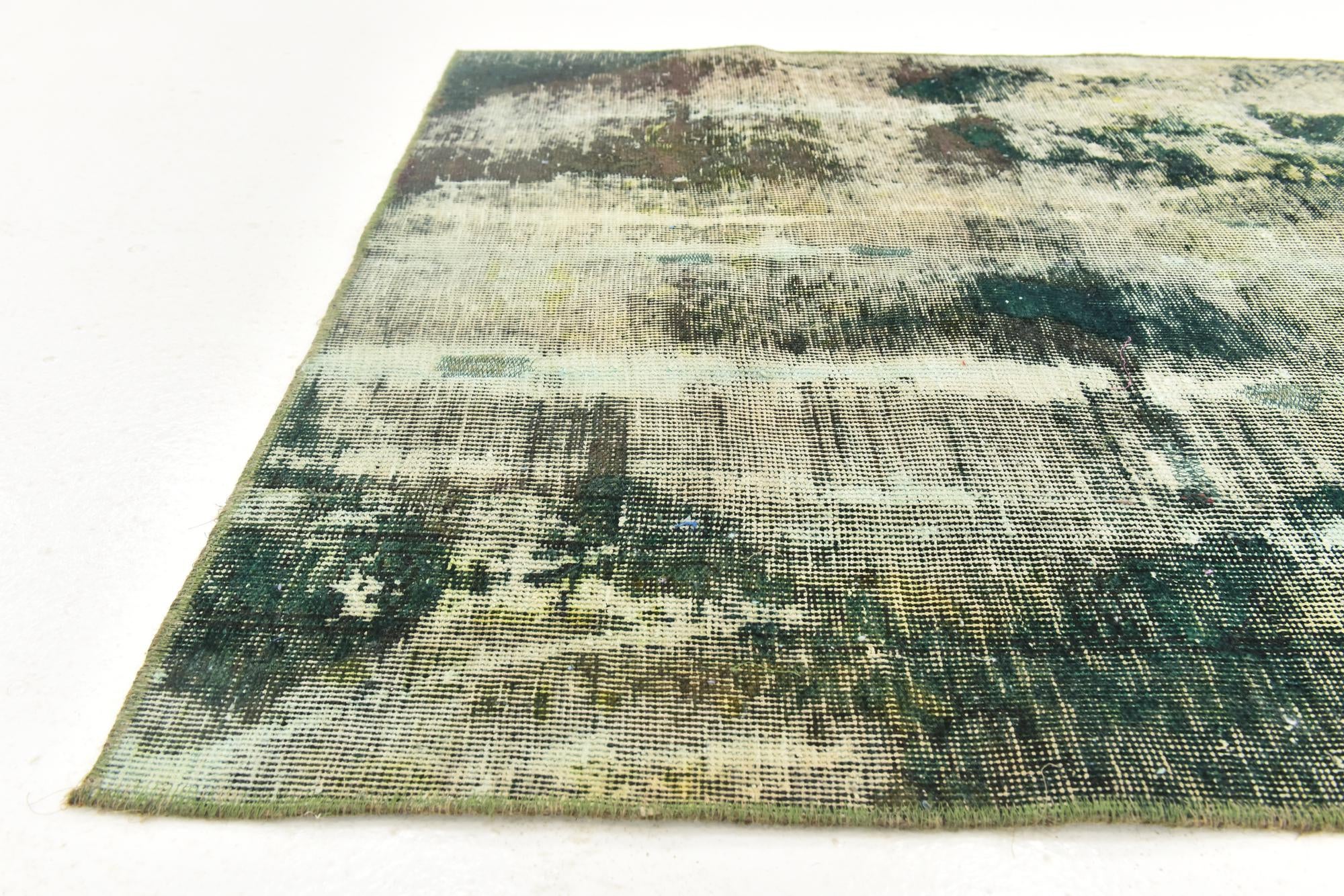 105cm x 115cm Hand Knotted Ultra Vintage Persian Wool Square Rug