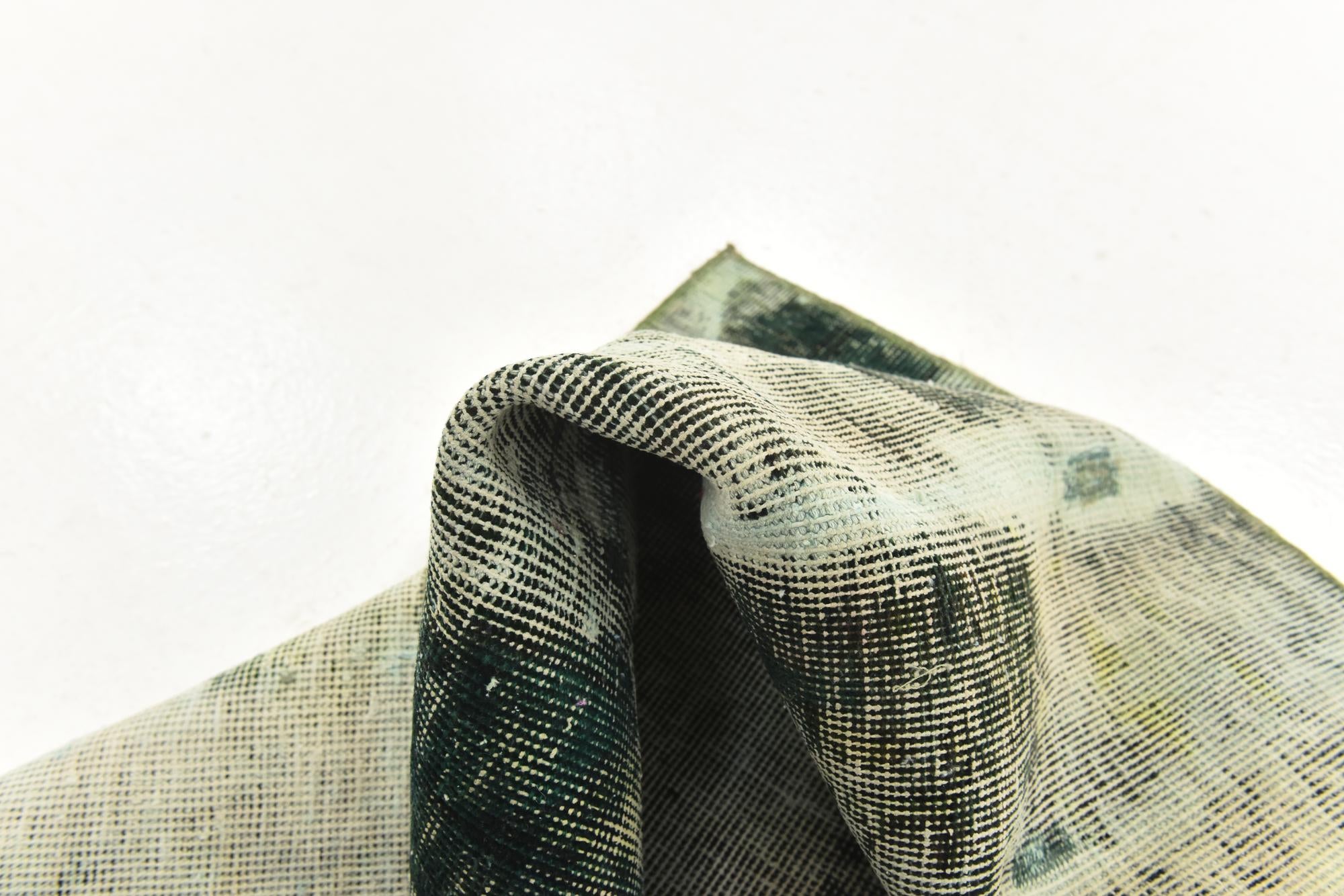 105cm x 115cm Hand Knotted Ultra Vintage Persian Wool Square Rug