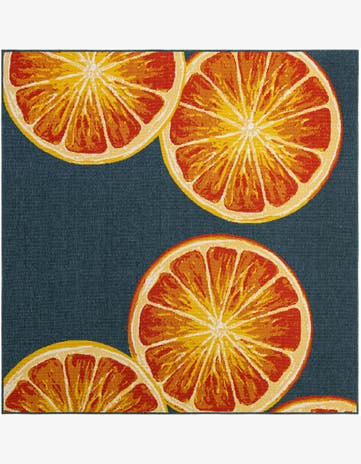 Hurley · Citrus slice Outdoor Rug, navy and orange