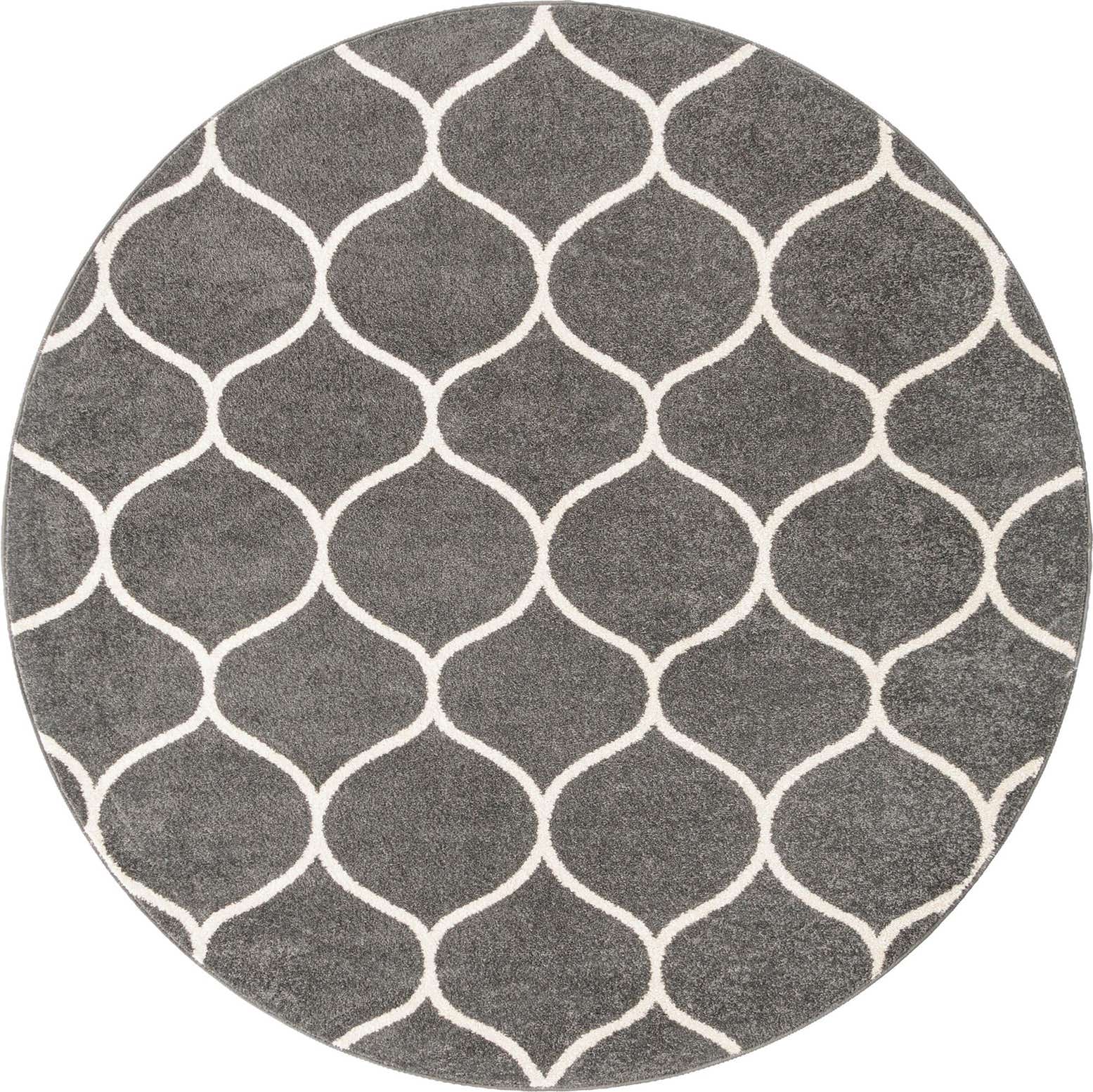 7' 10 x 7' 10 Ingram · Lattice rug, dark gray and ivory