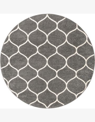 7' 10 x 7' 10 Ingram · Lattice rug, dark gray and ivory