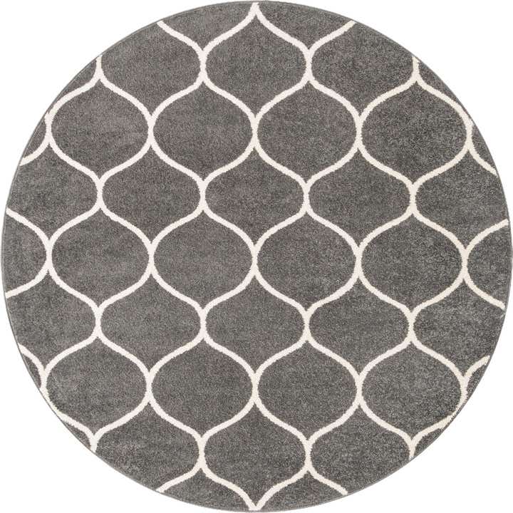 7' 10 x 7' 10 Ingram · Lattice rug, dark gray and ivory