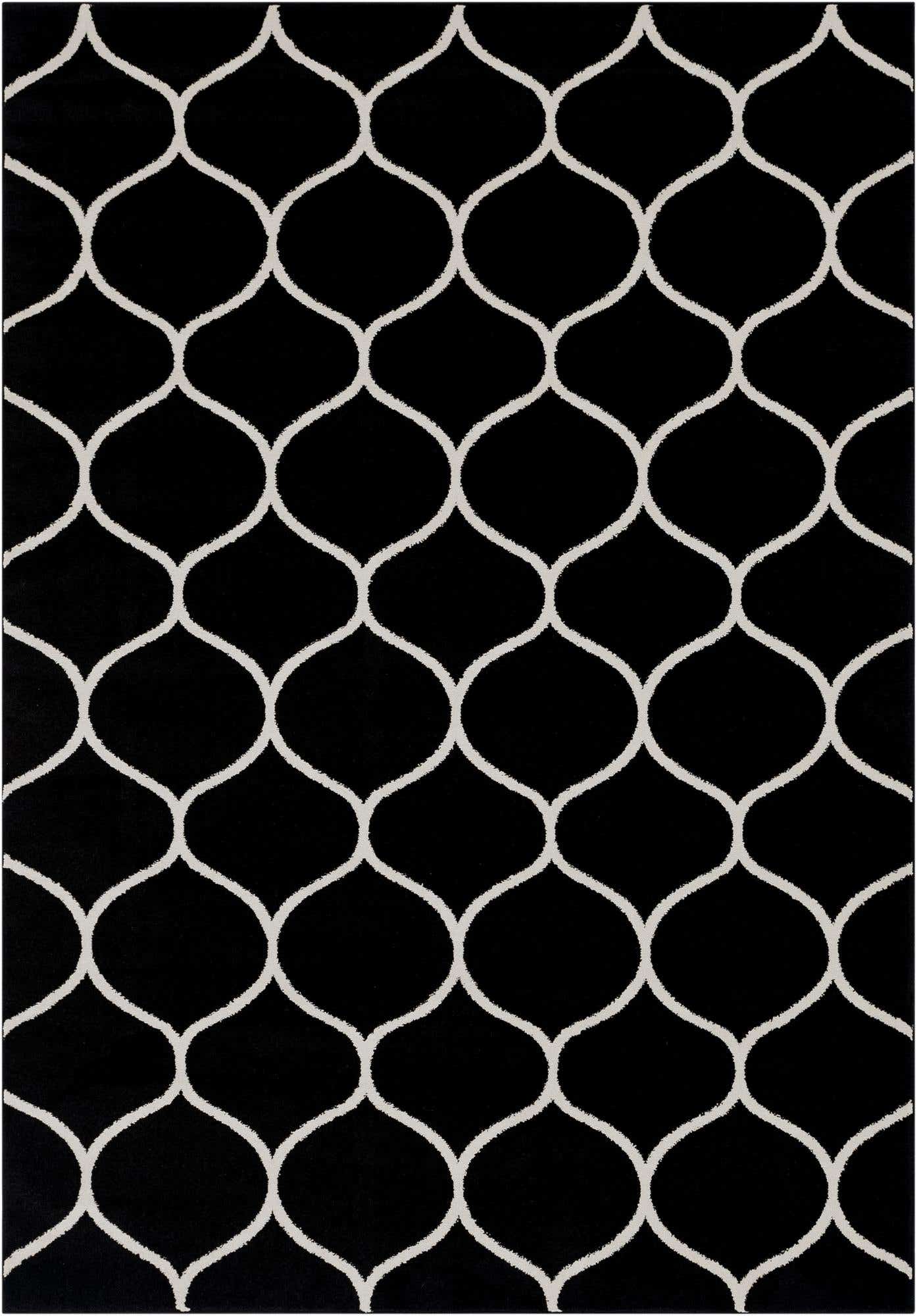 7' x 10' Ingram · Lattice rug, black and ivory