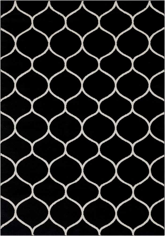 7' x 10' Ingram · Lattice rug, black and ivory