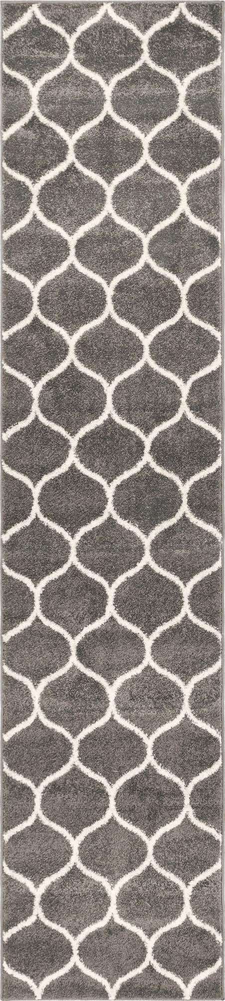 2' x 10' Ingram · Lattice rug, dark gray and ivory