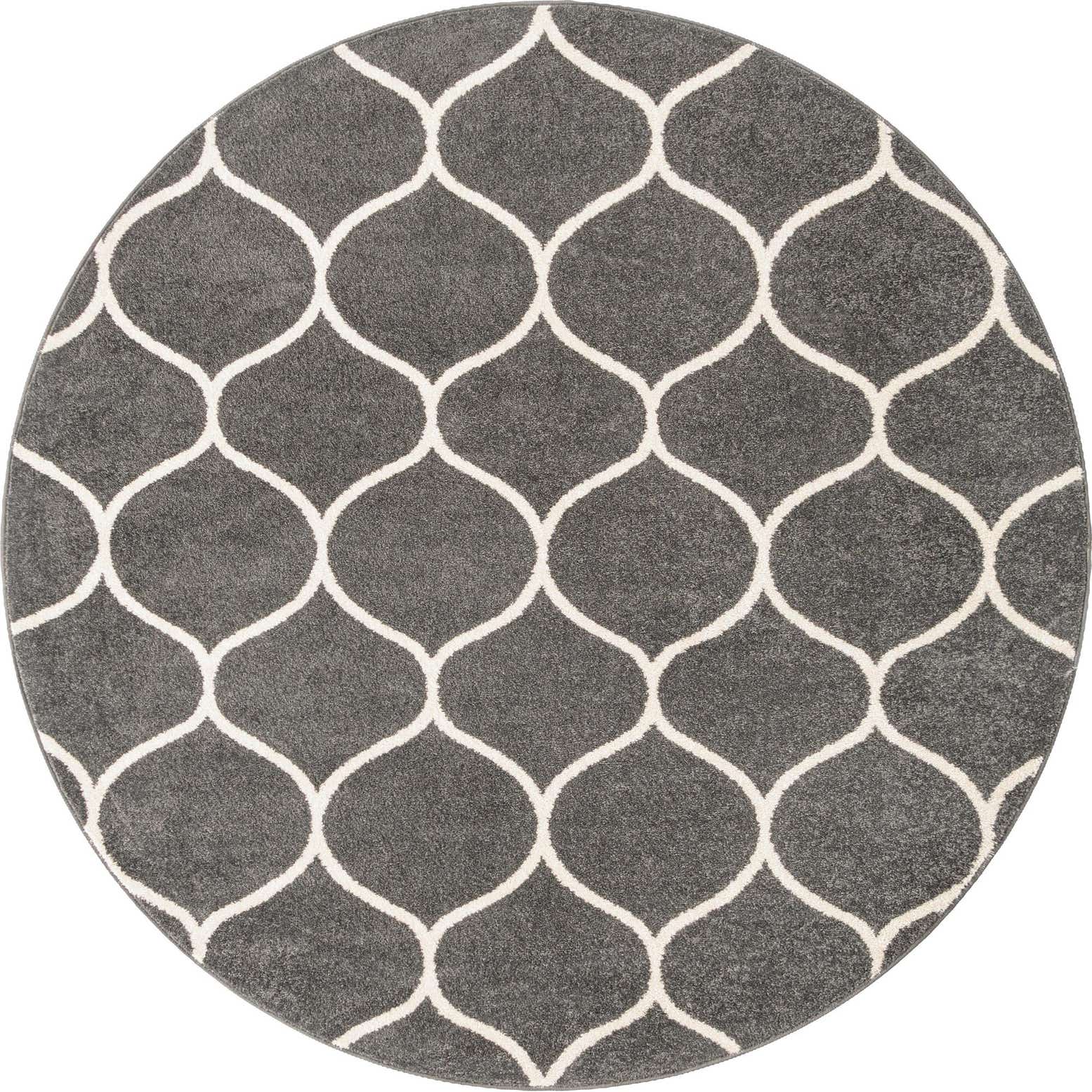 7' x 7' Ingram · Lattice rug, dark gray and ivory