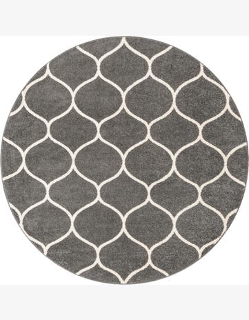7' x 7' Ingram · Lattice rug, dark gray and ivory
