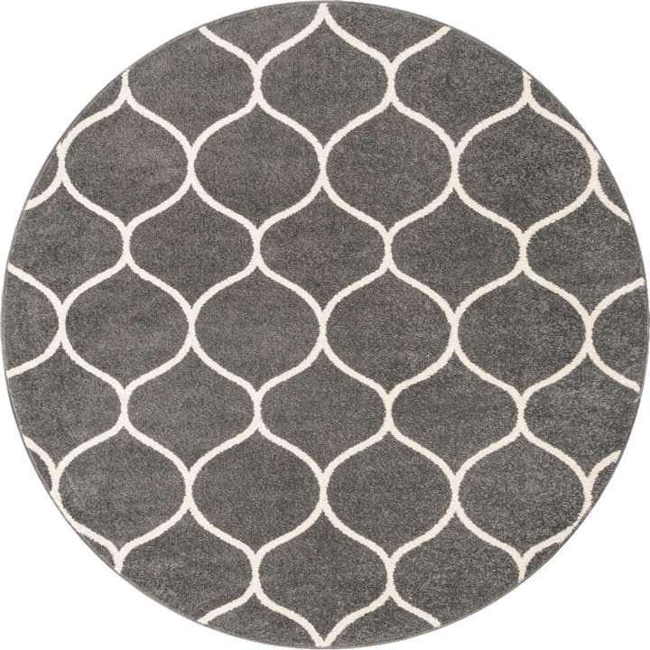 7' x 7' Ingram · Lattice rug, dark gray and ivory