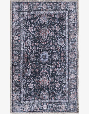 Ink Black Washable Yara Rug