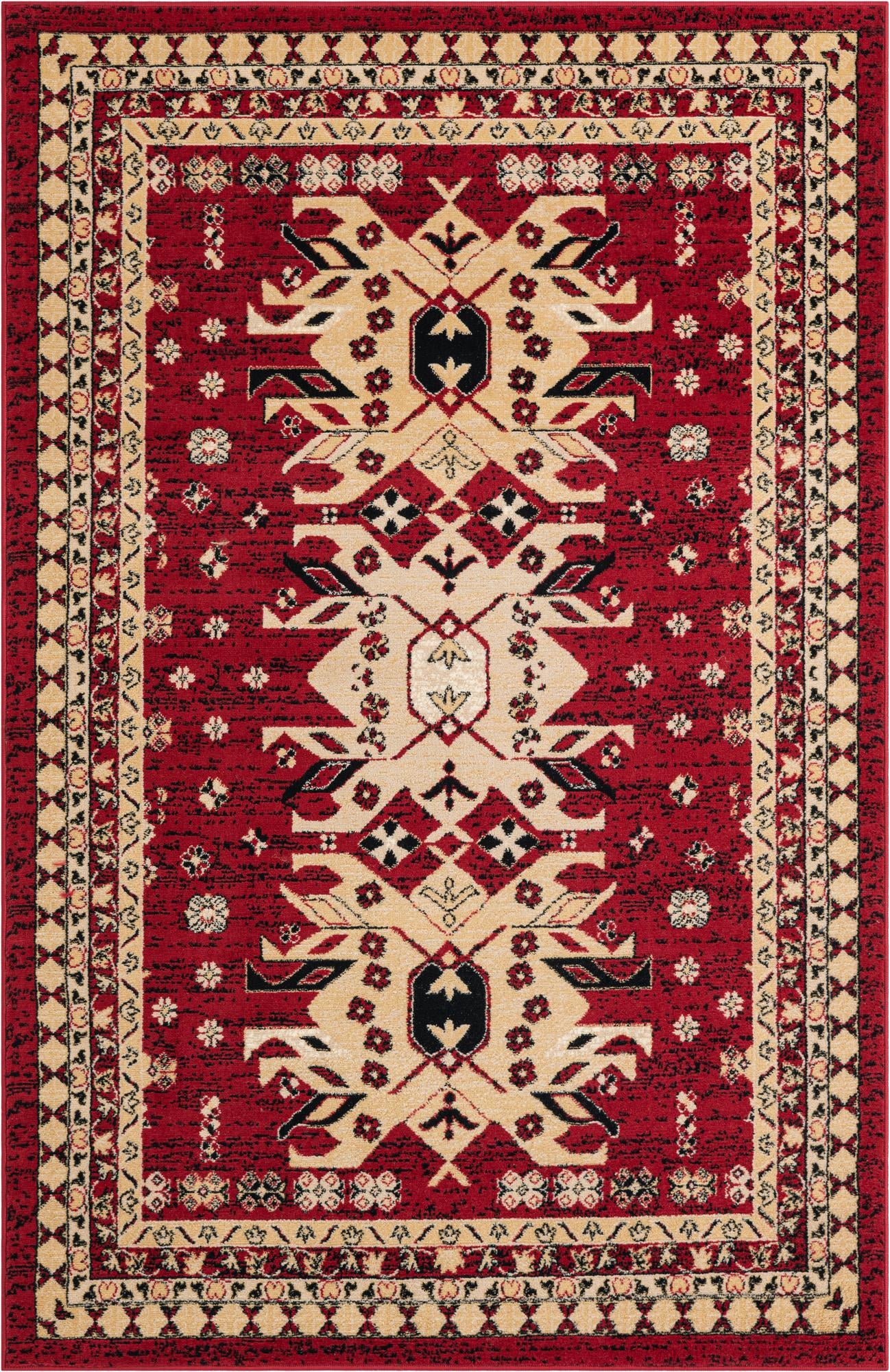 Isadora · Border rug, red