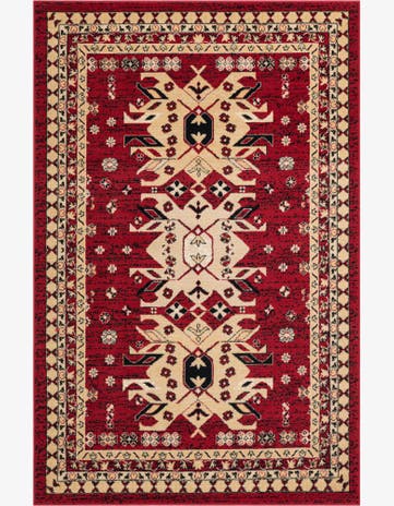5' 3 x 8' Isadora · Border rug, red