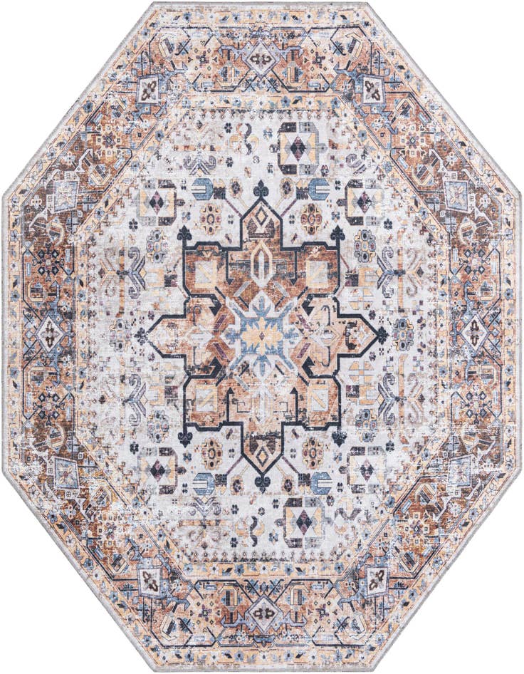 Detail image of 7' 1 x 7' 1 Washable Yara Octagon Rug