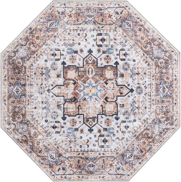 Detail image of 7' 1 x 7' 1 Washable Yara Octagon Rug