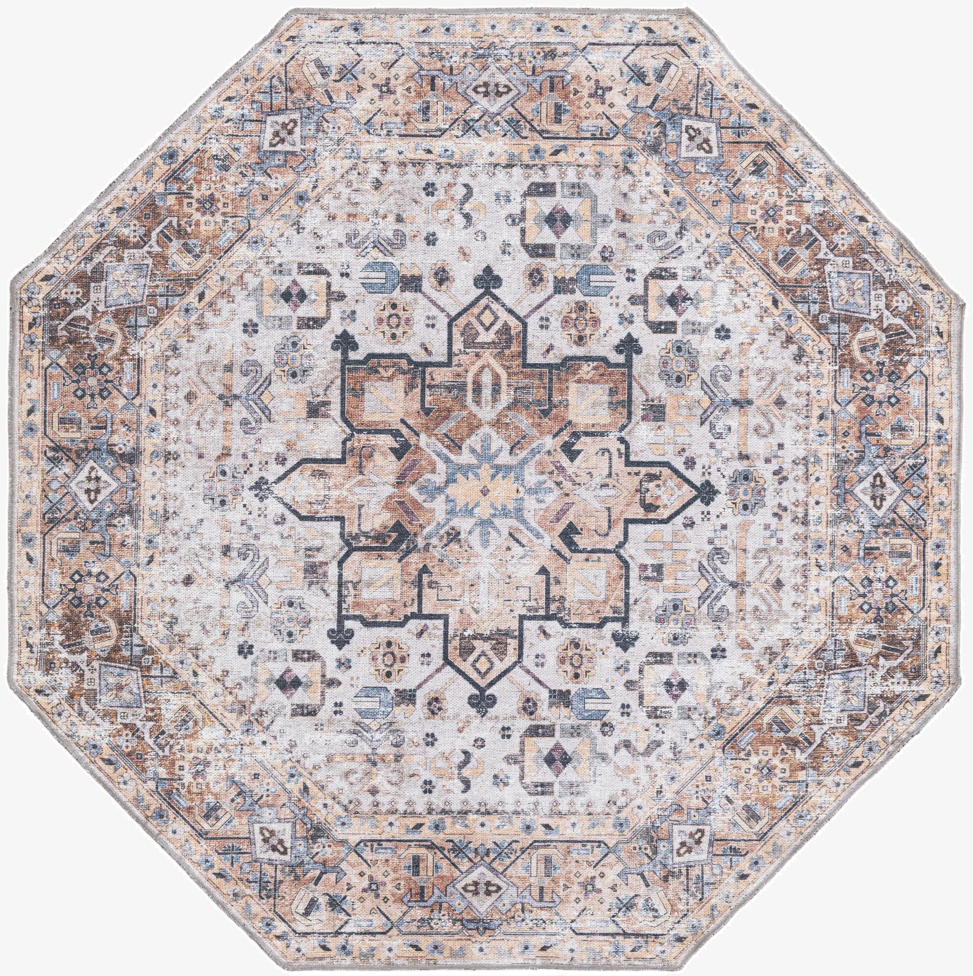 5' x 5'  Washable Yara Octagon Rug