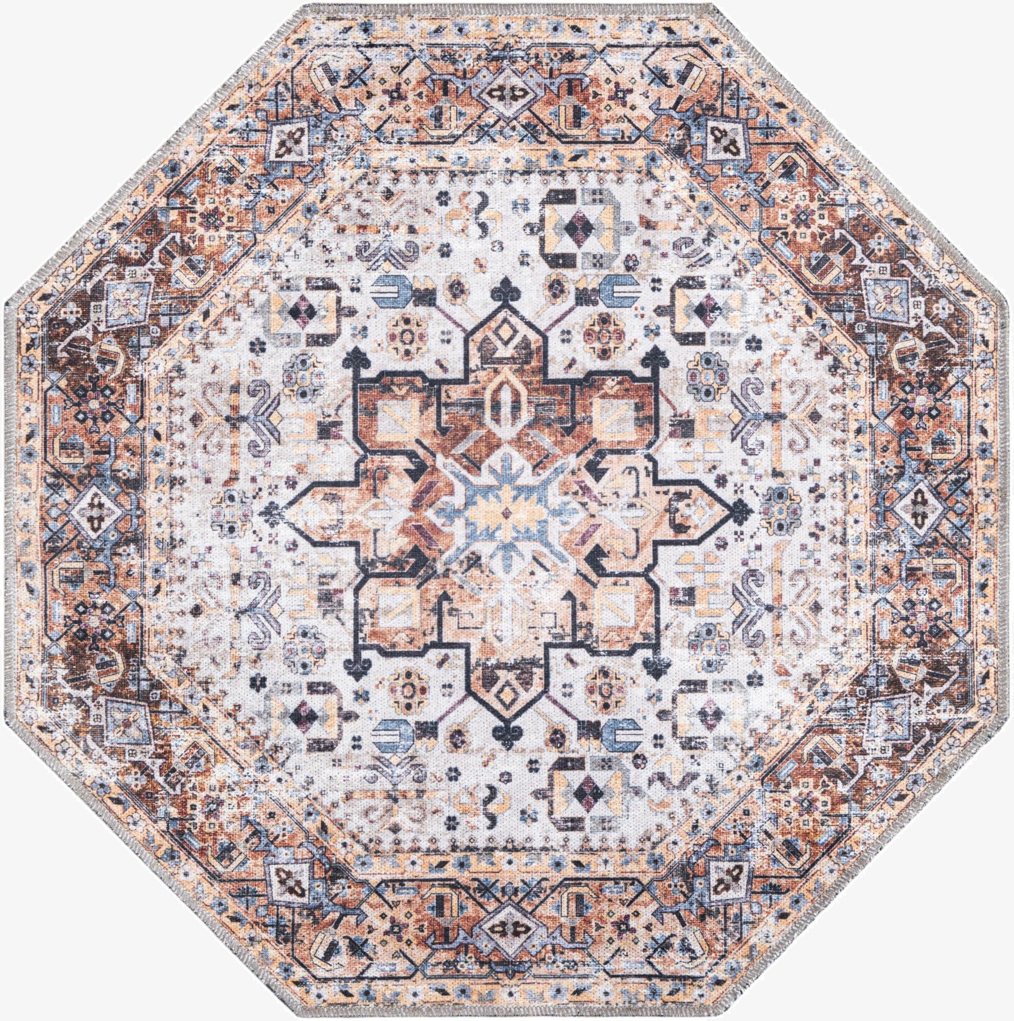 3' 3 x 3' 3  Washable Yara Octagon Rug
