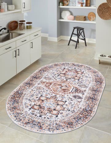 6' 1 x 9' Washable Yara Oval Rug