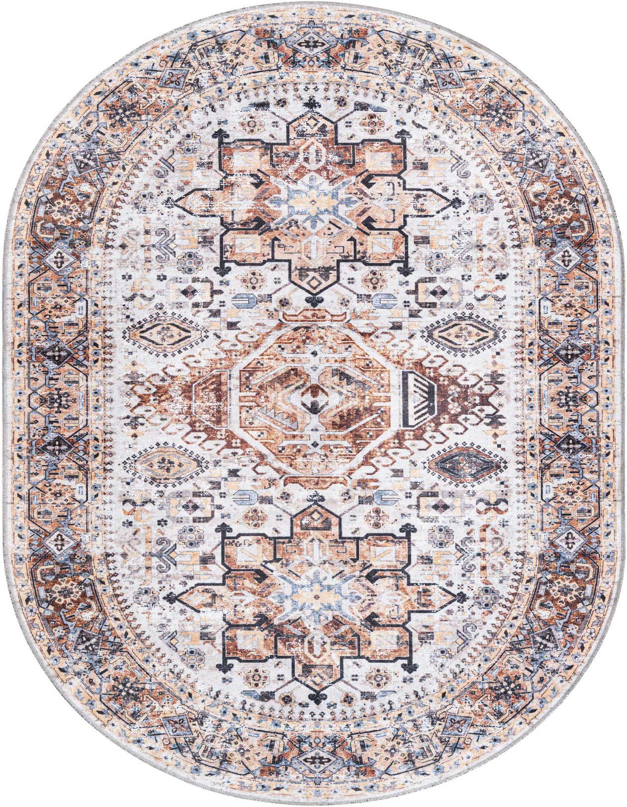 5' 3 x 8' Washable Yara Oval Rug