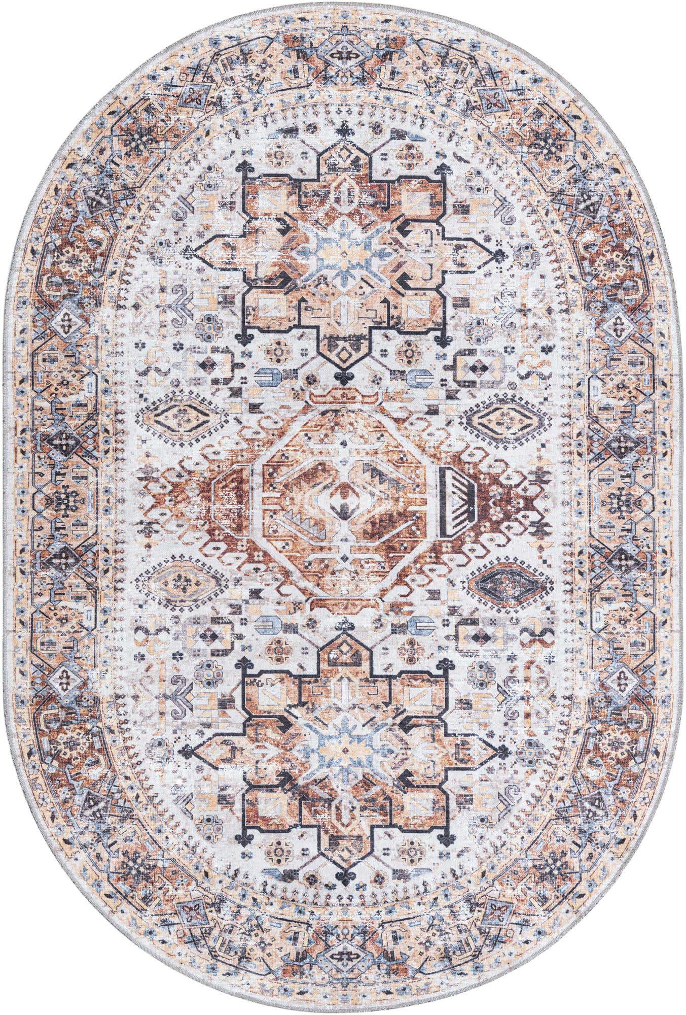 6' 1 x 9' Washable Yara Oval Rug
