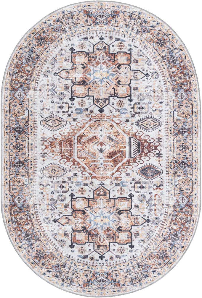 6' 1 x 9' Washable Yara Oval Rug