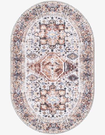 Ivory Almond Washable Yara Oval Rug