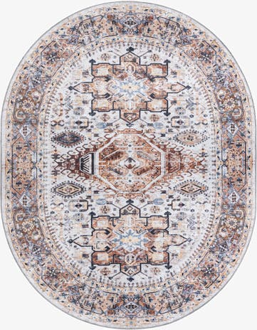 Ivory Almond Washable Yara Oval Rug