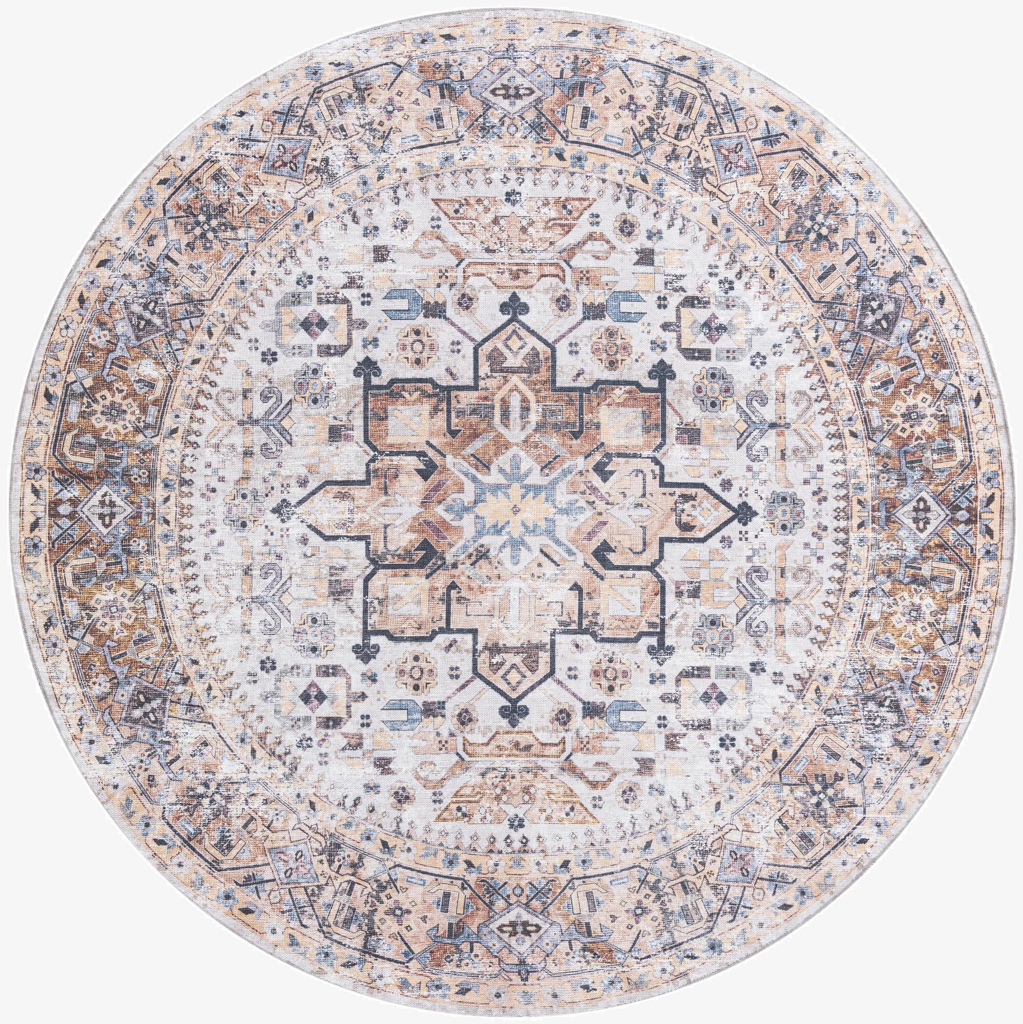 Primary image 7' 10 x 7' 10  Washable Yara Round Rug