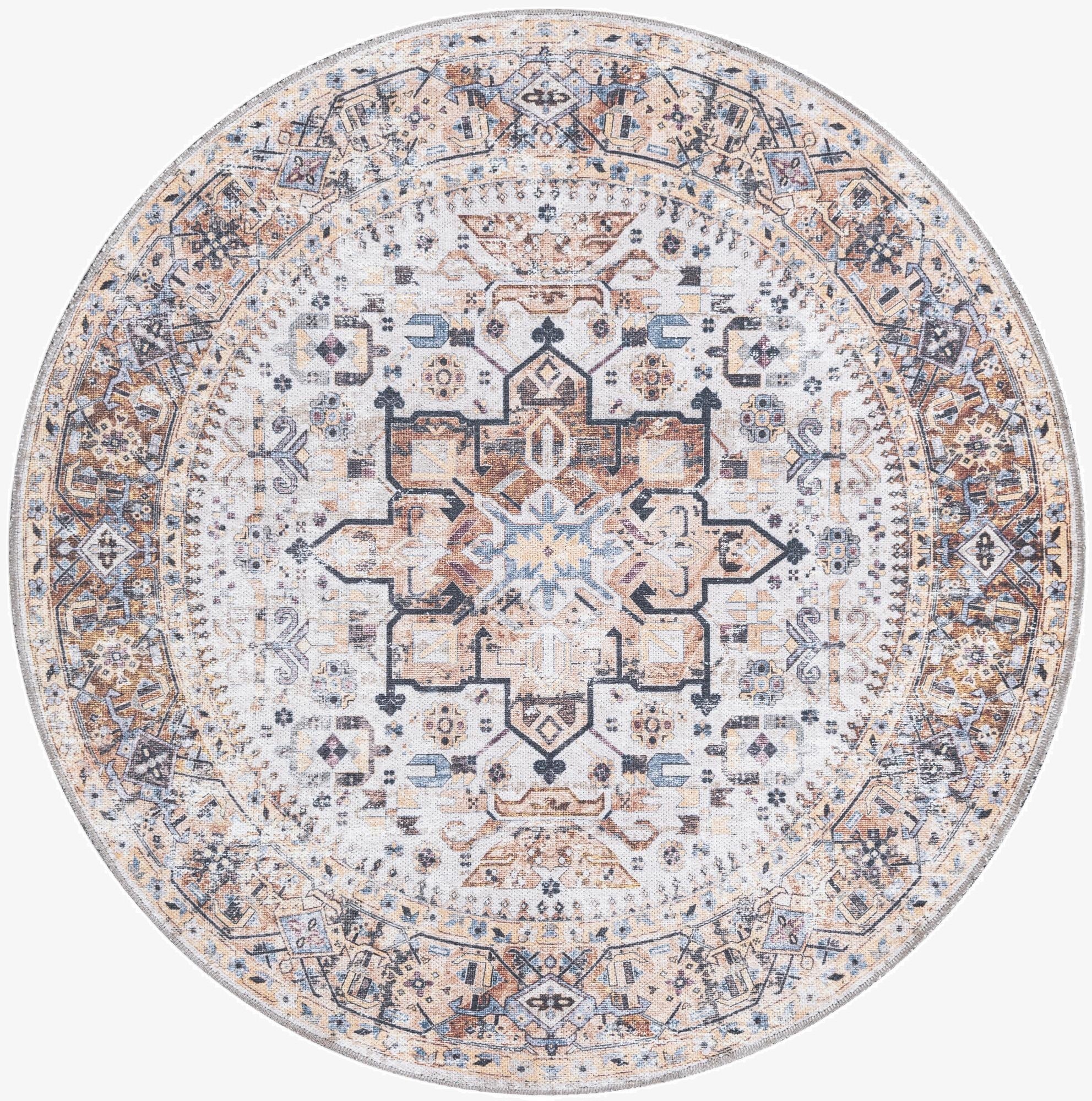 Primary image 4' x 4'  Washable Yara Round Rug