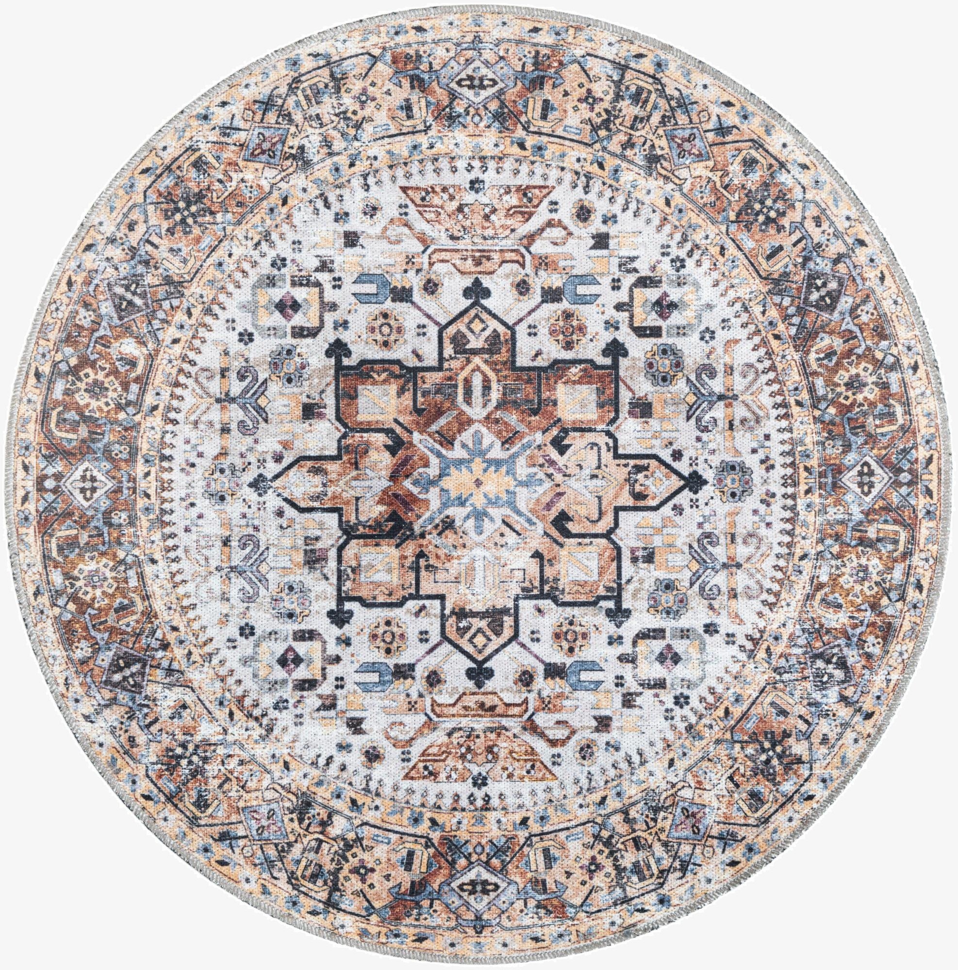3' 3 x 3' 3  Washable Yara Round Rug