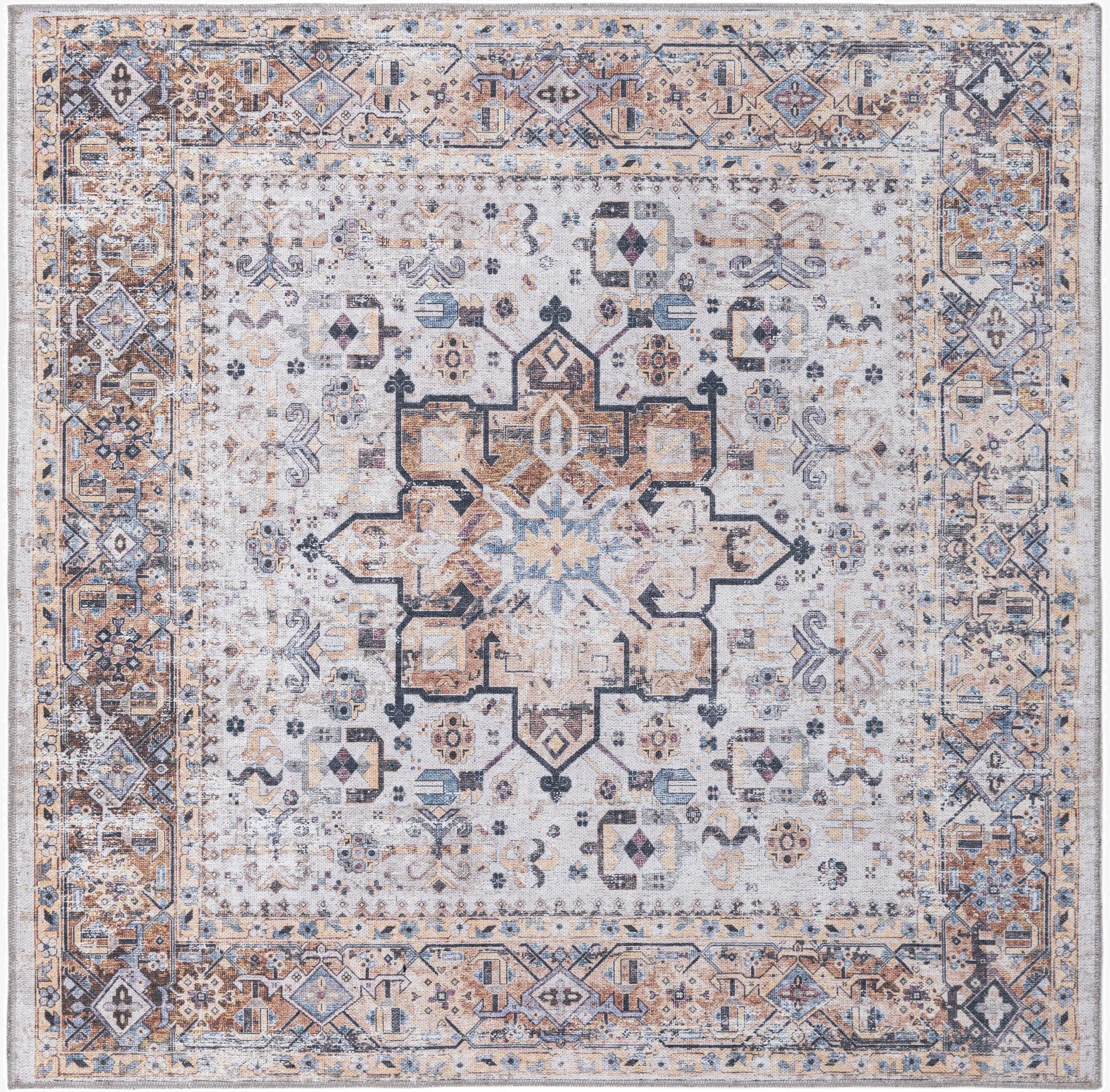 5' x 5'  Washable Yara Square Rug