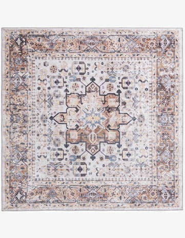 Ivory Almond Washable Yara Square Rug