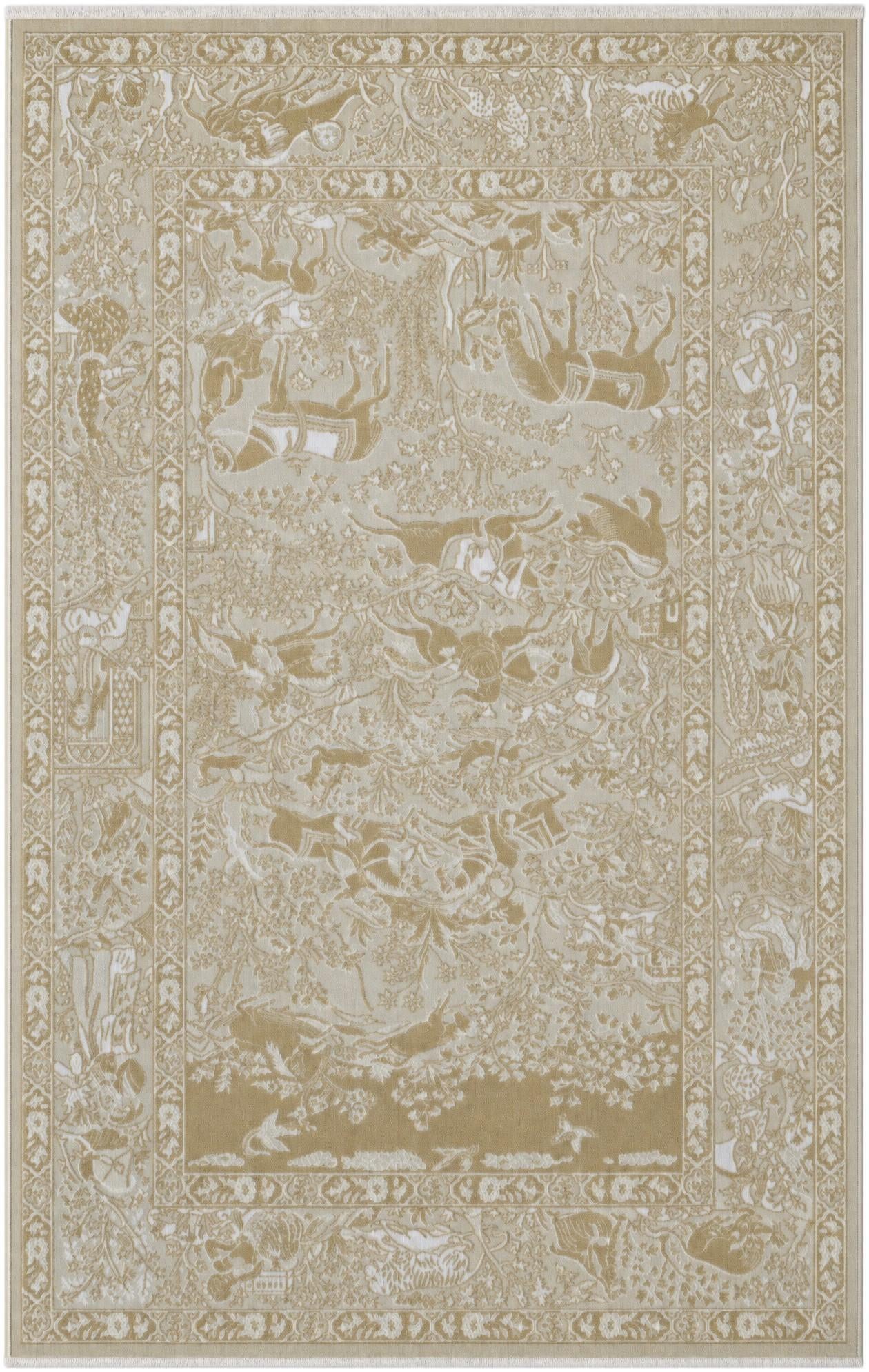 Ivory and Beige Nain Design Rug
