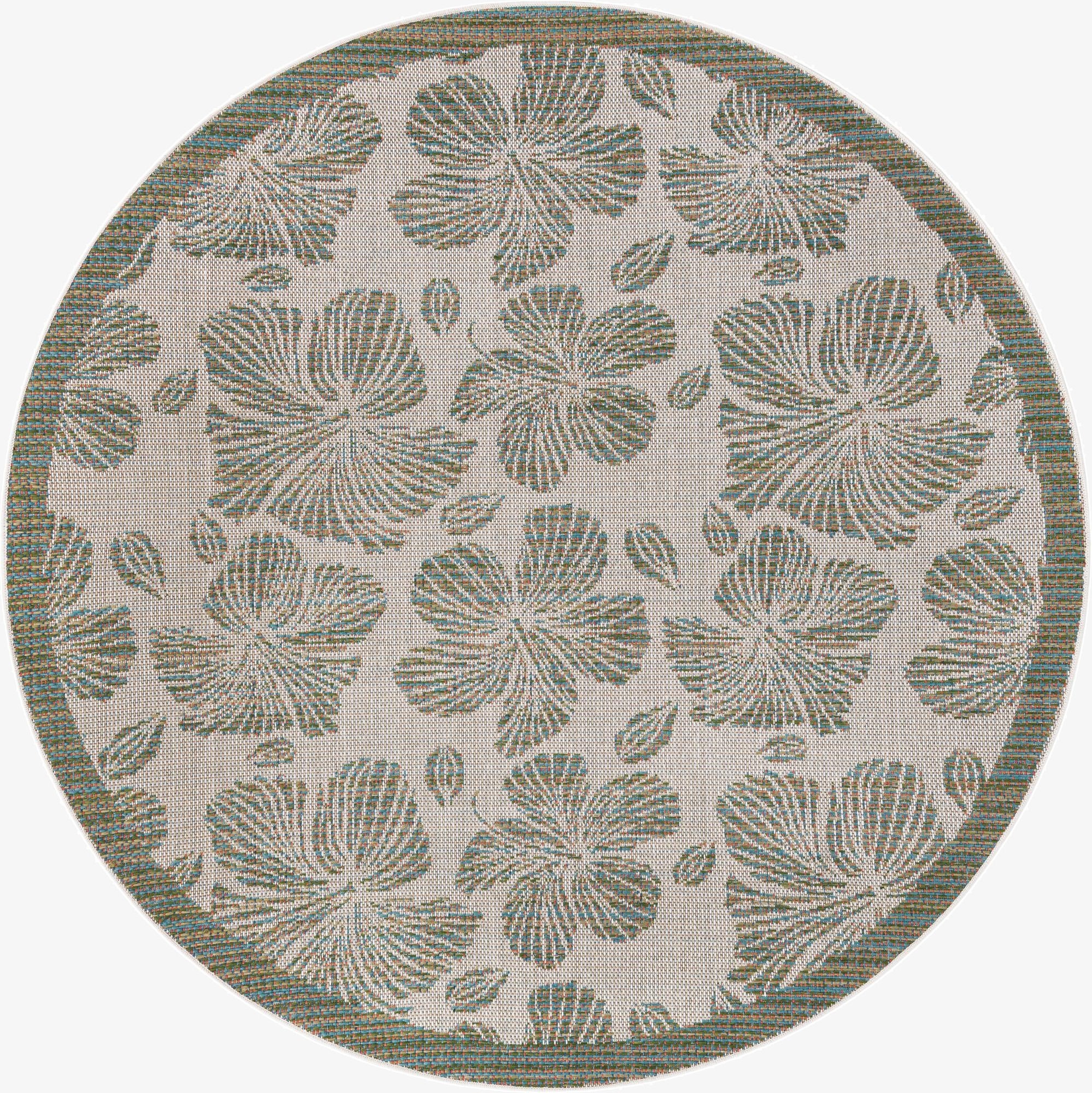 Primary image 6' 1 x 6' 1  Washable Baja Indoor / Outdoor Round Rug