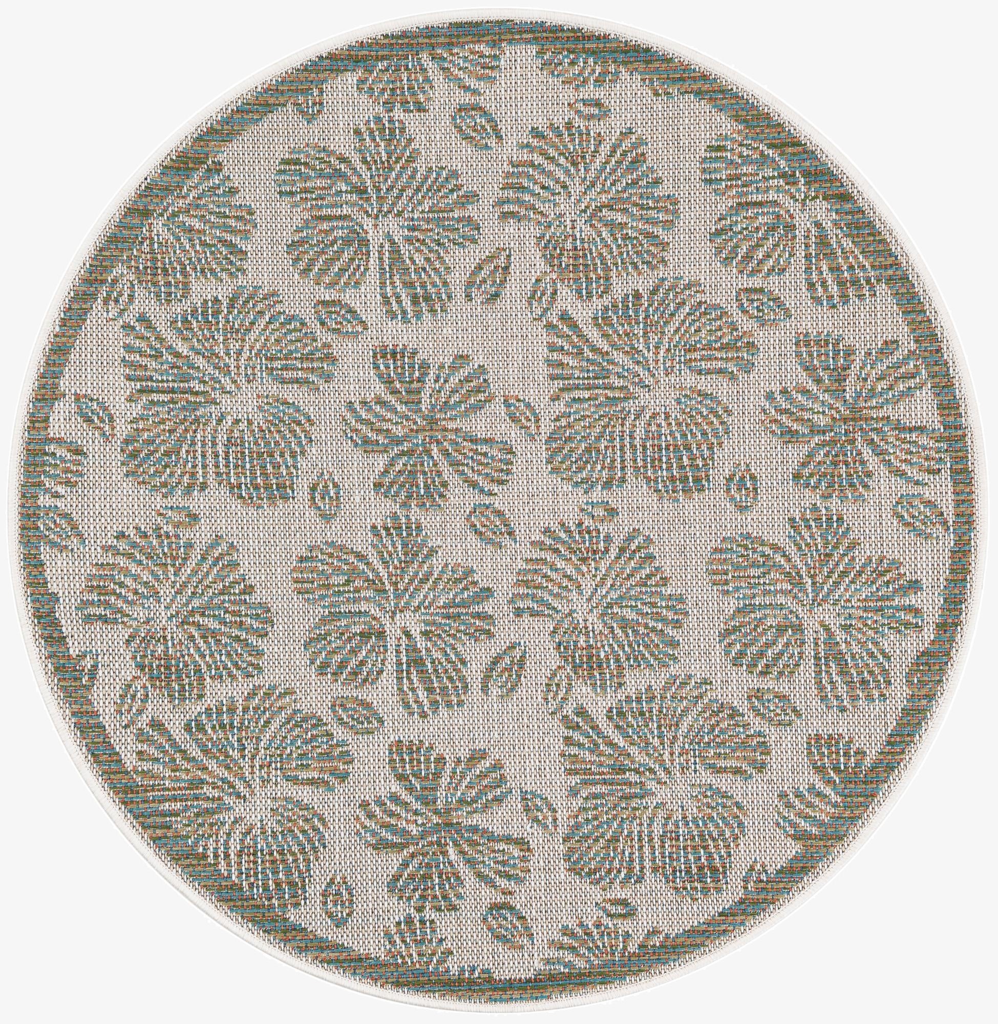 4' 1 x 4' 1  Washable Baja Indoor / Outdoor Round Rug