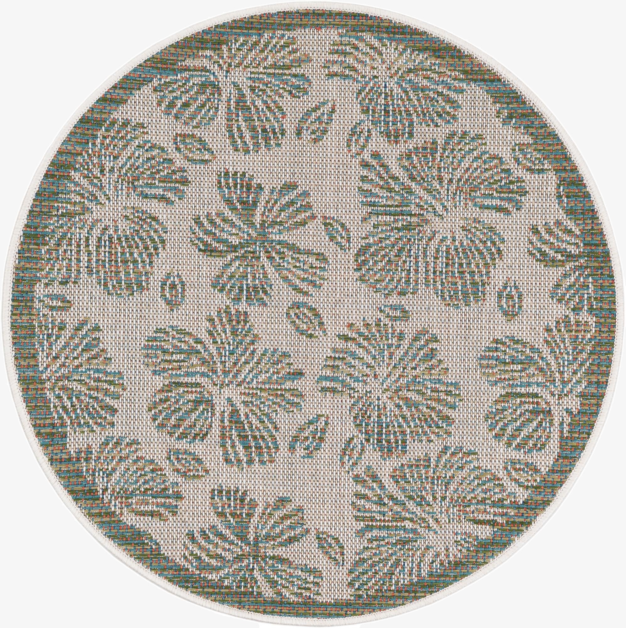 3' 3 x 3' 3  Washable Baja Indoor / Outdoor Round Rug
