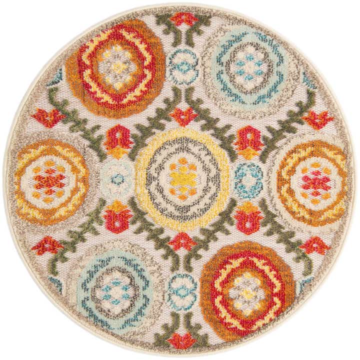 3' x 3' Easy-Clean Casablanca Indoor / Outdoor Round Rug