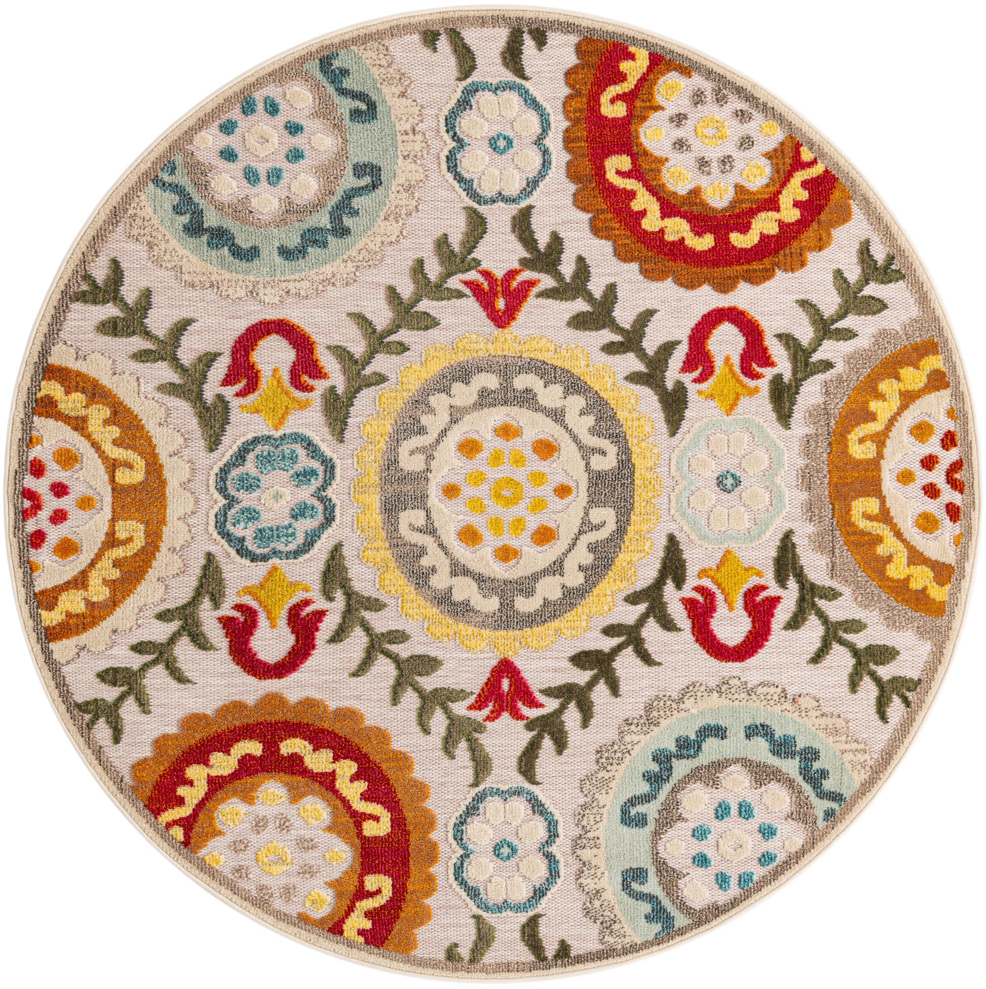 6' x 6' Easy-Clean Casablanca Indoor / Outdoor Round Rug