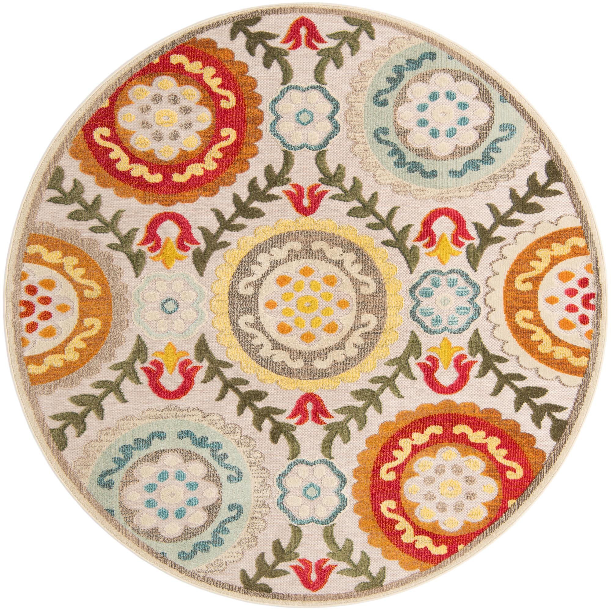 7' 10 x 7' 10 Easy-Clean Casablanca Indoor / Outdoor Round Rug