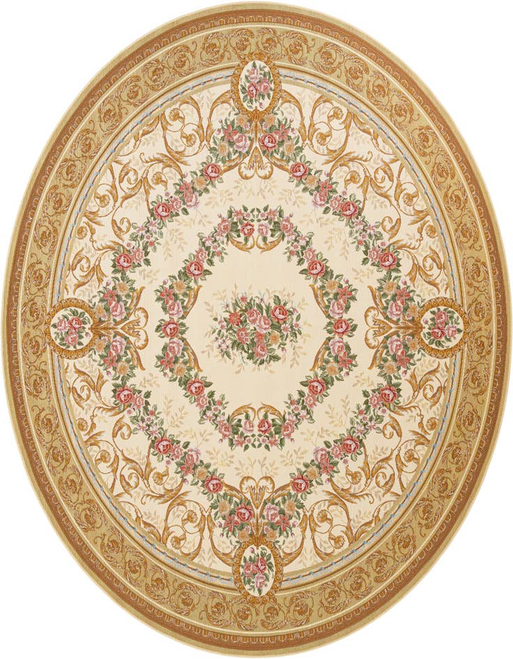 Detail image of 10' x 10' Easy-Clean Traditional Indoor / Outdoor Round Rug